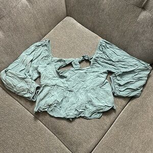 Altar’d State Size Large Teal Crop with off the shoulder long sleeves/open back